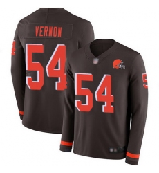 Browns #54 Olivier Vernon Brown Team Color Men Stitched Football Limited Therma Long Sleeve Jersey