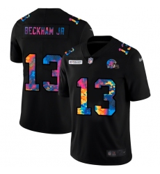 Cleveland Browns 13 Odell Beckham Jr  Men Nike Multi Color Black 2020 NFL Crucial Catch Vapor Untouchable Limited Jersey