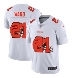Cleveland Browns 21 Denzel Ward White Men Nike Team Logo Dual Overlap Limited NFL Jersey