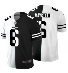 Cleveland Browns 6 Baker Mayfield Men Black V White Peace Split Nike Vapor Untouchable Limited NFL Jersey