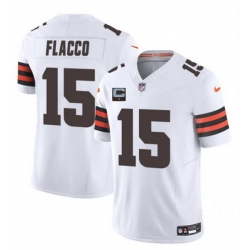 Men Cleveland Browns 15 Joe Flacco White 2025 F U S E  With 1 Star C Patch Vapor Limited Stitched Football Jersey