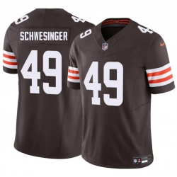Men Cleveland Browns 49 Carson Schwesinger Brown 2025 Draft F U S E  Vapor Limited Stitched Football Jersey