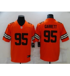 Men Cleveland Browns 95 Myles Garrett Orange 2021 Inverted Legend Stitched Nike Limited Jersey