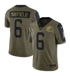 Men's Cleveland Browns Baker Mayfield Nike Olive 2021 Salute To Service Limited Player Jersey