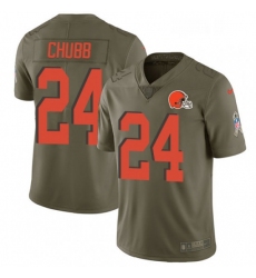 Mens Nike Cleveland Browns 24 Nick Chubb Limited Olive 2017 Salute to Service NFL Jersey