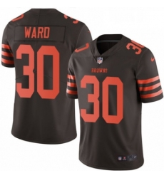 Mens Nike Cleveland Browns 30 Denzel Ward Elite Brown Rush Vapor Untouchable NFL Jersey