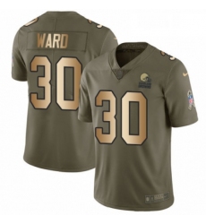 Mens Nike Cleveland Browns 30 Denzel Ward Limited OliveGold 2017 Salute to Service NFL Jersey