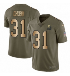 Mens Nike Cleveland Browns 31 Nick Chubb Limited OliveGold 2017 Salute to Service NFL Jersey