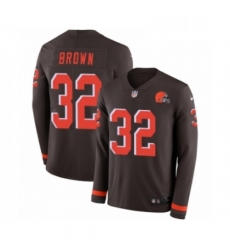 Mens Nike Cleveland Browns 32 Jim Brown Limited Brown Therma Long Sleeve NFL Jersey