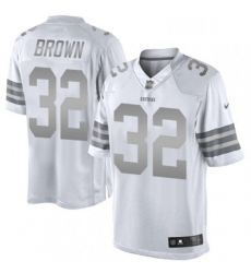 Mens Nike Cleveland Browns 32 Jim Brown Limited White Platinum NFL Jersey