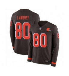 Mens Nike Cleveland Browns 80 Jarvis Landry Limited Brown Therma Long Sleeve NFL Jersey