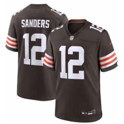 Men's Nike Shedeur Sanders Brown Cleveland Browns #12 2025 NFL Draft Game Jersey