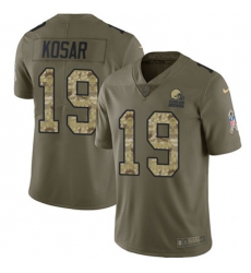 Nike Browns #19 Bernie Kosar Olive Camo Mens Stitched NFL Limited 2017 Salute To Service Jersey