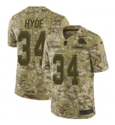 Nike Browns #34 Carlos Hyde Camo Mens Stitched NFL Limited 2018 Salute To Service Jersey