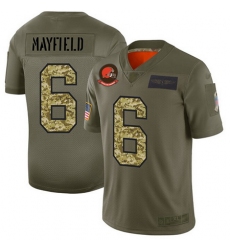 Nike Browns 6 Baker Mayfield Olive Camo Men Stitched Football Limited 2019 Salute To Service Jersey