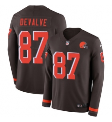 Nike Browns #87 Seth DeValve Brown Team Color Men Stitched NFL Limited Therma Long Sleeve Jersey