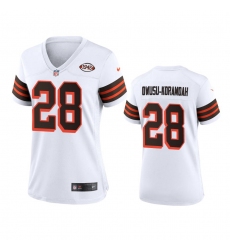 Women Cleveland Browns 28 Jeremiah Owusu Koramoah Nike 1946 Collection Alternate Game Limited NFL Jersey   White