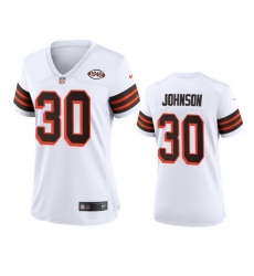 Women Cleveland Browns 30 D 27Ernest Johnson Nike 1946 Collection Alternate Game Limited NFL Jersey   White