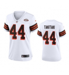 Women Cleveland Browns 44 Sione Takitaki Nike 1946 Collection Alternate Game Limited NFL Jersey   White