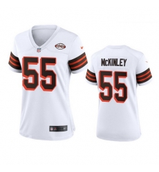 Women Cleveland Browns 55 Takkarist Mckinley Nike 1946 Collection Alternate Game Limited NFL Jersey   White
