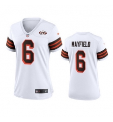 Women Cleveland Browns 6 Baker Mayfield Nike 1946 Collection Alternate Game Limited NFL Jersey   White