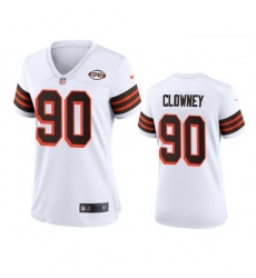 Women Cleveland Browns 90 Jadeveon Clowney Nike 1946 Collection Alternate Game Limited NFL Jersey   White