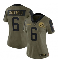 Women's Cleveland Browns Baker Mayfield Nike Olive 2021 Salute To Service Limited Player Jersey