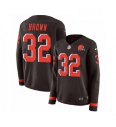 Womens Nike Cleveland Browns 32 Jim Brown Limited Brown Therma Long Sleeve NFL Jersey