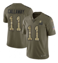 Browns 11 Antonio Callaway Olive Camo Youth Stitched Football Limited 2017 Salute to Service Jersey