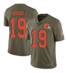 Youth Nike Browns #19 Bernie Kosar Olive Stitched NFL Limited 2017 Salute to Service Jersey