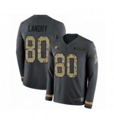 Youth Nike Cleveland Browns 80 Jarvis Landry Limited Black Salute to Service Therma Long Sleeve NFL Jersey