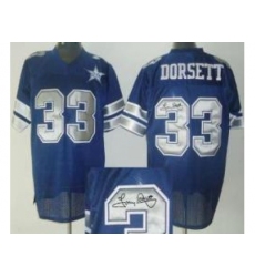 Dallas Cowboys 33 Tony Dorsett Blue 25TH Patch Throwback M&N Signed NFL Jerseys