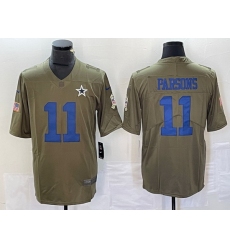 Men Dallas Cowboys 11 Micah Parsons Olive 2017 Salute To Service Limited Stitched Football Jersey