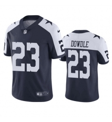 Men Dallas Cowboys 23 Rico Dowdle Navy White Thanksgiving Stitched Limited Football Jersey
