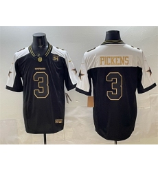 Men Dallas Cowboys 3 George pickens Black Gold 2025 F U S E  94 Marshawn Kneeland Memorial Patch Vapor Limited Stitched Football Jersey