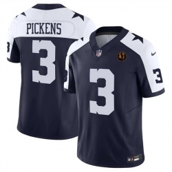 Men Dallas Cowboys 3 George pickens Navy 2023 F U S E  With John Madden Patch Thanksgiving Vapor Limited Stitched Football Jersey