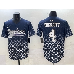 Men Dallas Cowboys 4 Dak Prescott Navy Limited Stitched Baseball Jersey
