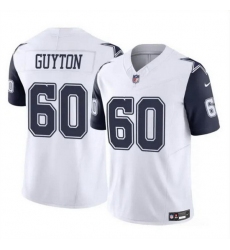 Men Dallas Cowboys 60 Tyler Guyton White 2024 Draft F U S E Color Rush Limited Stitched Football Jersey
