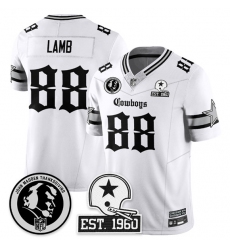 Men Dallas Cowboys 88 CeeDee Lamb White 2025 F U S E  With John Madden Patch  26 Established In 1960 Patch Vapor Limited Stitched Football Jersey