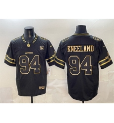 Men Dallas Cowboys 94 Marshawn Kneeland Black Gold 2025 F U S E  94 Marshawn Kneeland Memorial Patch Vapor Limited Stitched Football Jersey