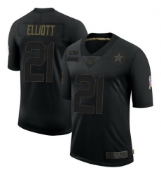 Men Dallas Cowboys Ezekiel Elliott Black Limited 2020 Salute To Service Jersey