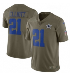 Mens Nike Dallas Cowboys 21 Ezekiel Elliott Limited Olive 2017 Salute to Service NFL Jersey