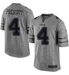 Mens Nike Dallas Cowboys 4 Dak Prescott Limited Gray Gridiron NFL Jersey