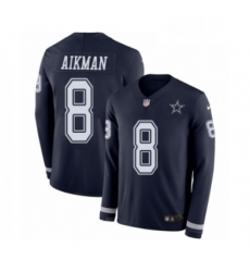 Mens Nike Dallas Cowboys 8 Troy Aikman Limited Navy Blue Therma Long Sleeve NFL Jersey