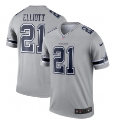 Nike Cowboys 21 Ezekiel Elliott Gray Inverted Legend Jersey