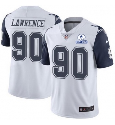 Nike Cowboys 90 DeMarcus Lawrence White Men Stitched With Established In 1960 Patch NFL Limited Rush Jersey