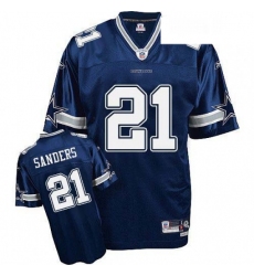 Reebok Dallas Cowboys 21 Deion Sanders Navy Blue Team Color Replica Throwback NFL Jersey