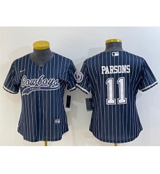 Women Dallas Cowboys 11 Micah Parsons Navy With Patch Cool Base Stitched Baseball JerseyS