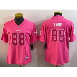 Women Dallas Cowboys 88 CeeDee Lamb Pink Vapor Untouchable Limited Stitched Football Jersey 