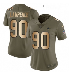 Womens Nike Dallas Cowboys 90 Demarcus Lawrence Limited OliveGold 2017 Salute to Service NFL Jersey